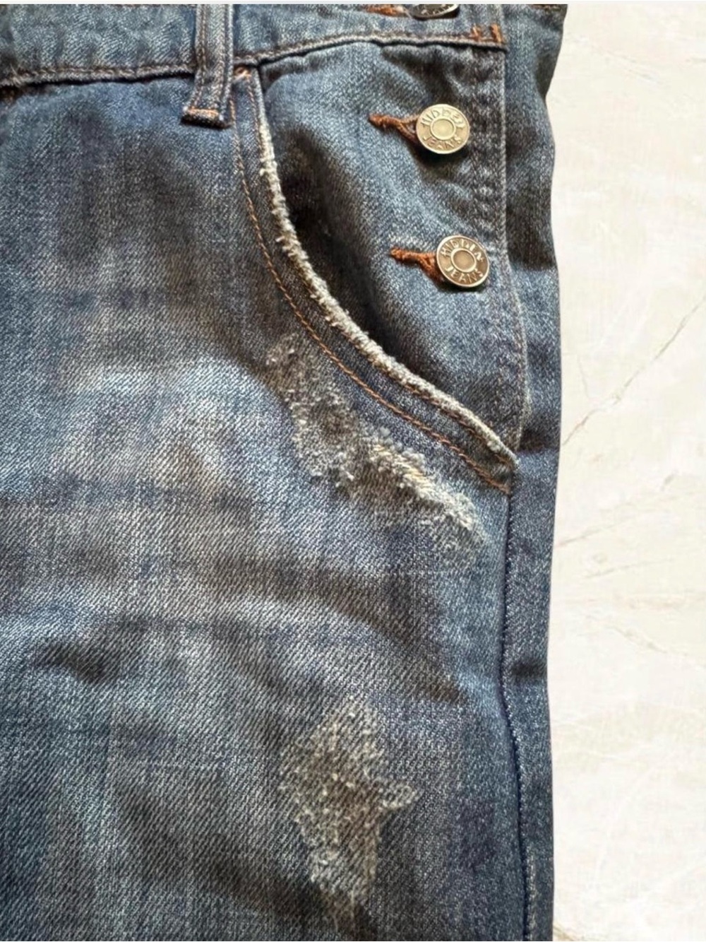 Hidden Jeans Girls Blue Distressed Denim Bib Overall Jumpsuit Button Pockets Sm - Picture 13 of 15